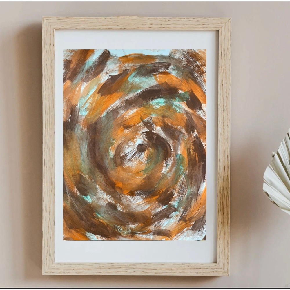 OMAN Original Abstract Painting 11x14 Earth Tone Vortex Expressionist Art Paper